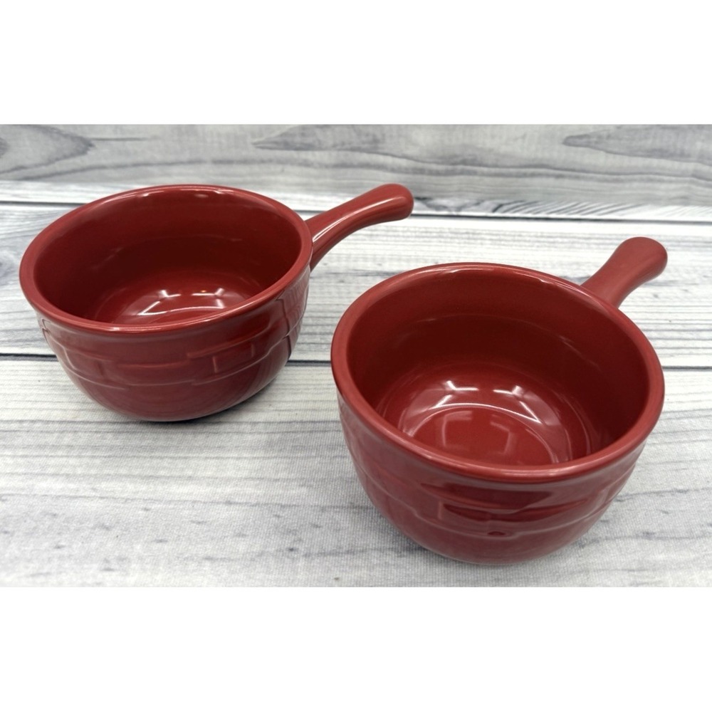 SET OF 2 LONGABERGER POTTERY WOVEN TRADITIONS PAPRIKA CHILI BOWLS